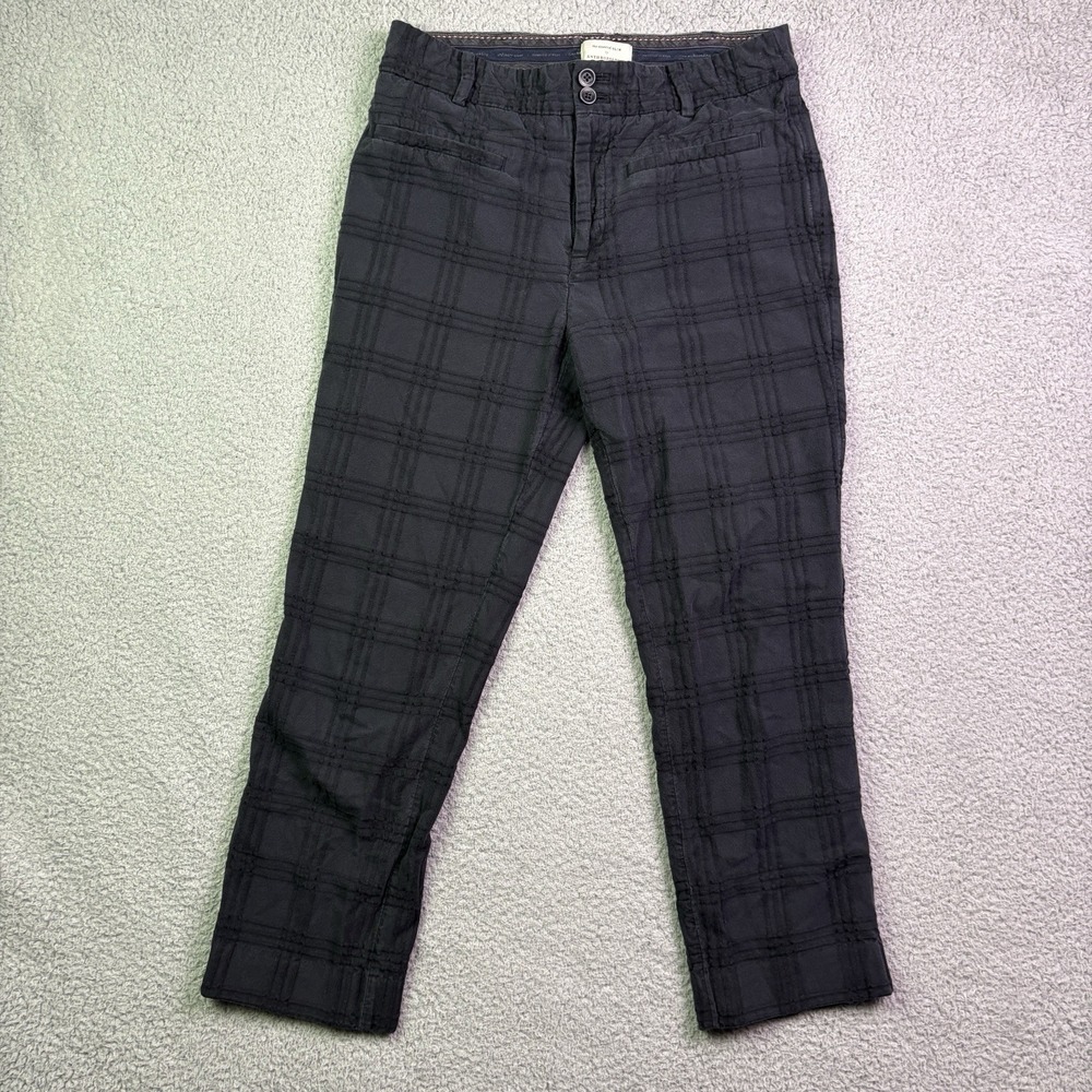 Anthropologie Pants Womens 4P Black Essential Slim Plaid Textured Work Office